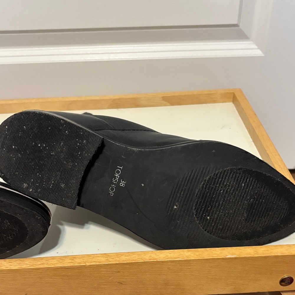 Topshop Black Leather Ankle Boots with Silver Toe Accents - Picture 8 of 16
